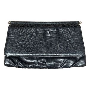Vintage Leather Clutch Purse Womens Snap Closure Crackled Design